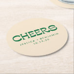 Dessous-de-verre Rond En Papier Accueil personnalisé Vert Art Déco Chic Mariage mo<br><div class="desc">Un dessous de verre mariage chic avec un arrière - plan vert de champagne doux avec une typographie d'inspiration vintage en vert. Personnalisé avec des noms et une date, ce design élégant est parfait pour les réceptions de mariage, les douches nuptiales ou les célébrations d'anniversaire. Un service soigné ou un...</div>