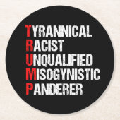 Dessous-de-verre Rond En Papier Acronyme drôle d'anti-Trump d'humour politique (Devant)