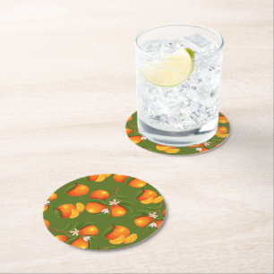 Dessous-de-verre Rond En Papier Actualisation des grands Motifs Oranges
