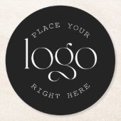 Dessous-de-verre Rond En Papier Add Your Own Custom Business Logo Modern Black (Devant)