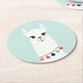 Dessous-de-verre Rond En Papier Adorable Alpaca blanc (Incliné)