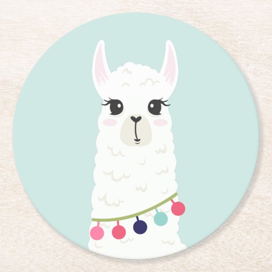Dessous-de-verre Rond En Papier Adorable Alpaca blanc (Devant)
