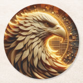 Dessous-de-verre Rond En Papier Aigle avec un aigle doré complexe (Devant)