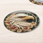 Dessous-de-verre Rond En Papier Aigle chauve majestueux encadré (Incliné)