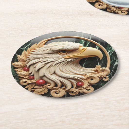 Dessous-de-verre Rond En Papier Aigle chauve majestueux encastré (Incliné)