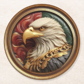 Dessous-de-verre Rond En Papier Aigle en or luisant  (Devant)