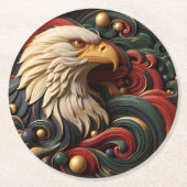 Dessous-de-verre Rond En Papier Aigle Majestic : Un Aigle Doré Abstrait (Devant)