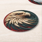 Dessous-de-verre Rond En Papier Aigle Majestueux Émergeant d'un Cercle (Incliné)