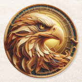 Dessous-de-verre Rond En Papier Aigle Majestueux Encerclé (Devant)