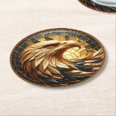 Dessous-de-verre Rond En Papier Aigle Majestueux Gronçant À Travers Du Verre (Incliné)