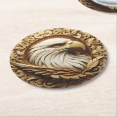 Dessous-de-verre Rond En Papier Aigle majestueux sculpté en bois (Incliné)