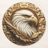 Dessous-de-verre Rond En Papier Aigle majestueux sculpté en bois (Devant)