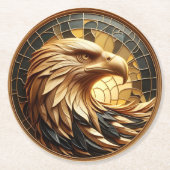 Dessous-de-verre Rond En Papier Aigle Majestueux Volant à Travers un Vitrail (Devant)