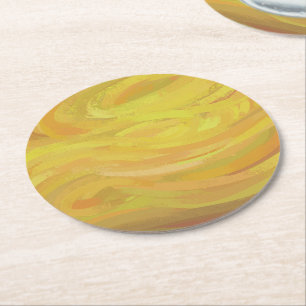 Dessous-de-verre Rond En Papier Aiguille jaune ananas