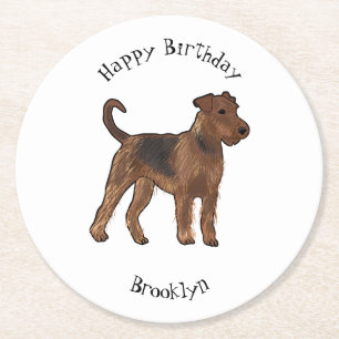 Dessous-de-verre Rond En Papier Airedale terrier dog cartoon