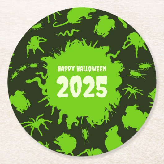 Dessous-de-verre Rond En Papier Ajouter L'Année Joyeuse Halloween Déplaisantes Cra (Devant)