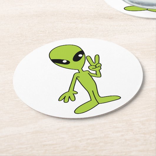 Dessous-de-verre Rond En Papier Alien spatial (Incliné)