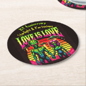 Dessous-de-verre Rond En Papier Aliens brillants en amour sous ciel (Incliné)