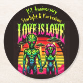 Dessous-de-verre Rond En Papier Aliens brillants en amour sous ciel (Devant)