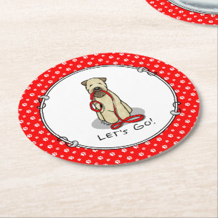 Dessous-de-verre Rond En Papier Allons-y ! Marche à pied à Terrier Chien (1b2)