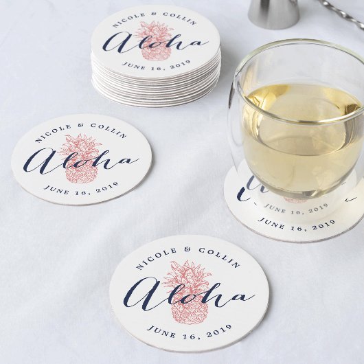 Dessous-de-verre Rond En Papier Aloha Aquarelle tropicale ananas