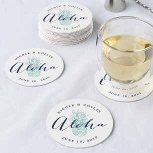 Dessous-de-verre Rond En Papier Aloha Aquarelle tropicale ananas