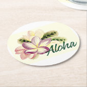 Dessous-de-verre Rond En Papier Aloha Plumeria (Incliné)