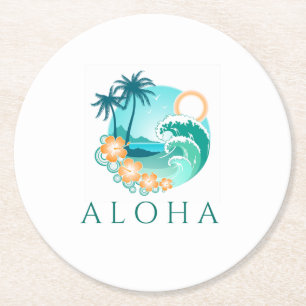Dessous-de-verre Rond En Papier Aloha Tropical