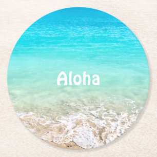 Dessous-de-verre Rond En Papier Aloha Tropical Hawaïen 