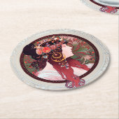 Dessous-de-verre Rond En Papier Alphonse Mucha (Incliné)