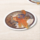 Dessous-de-verre Rond En Papier Alphonse Mucha (Incliné)