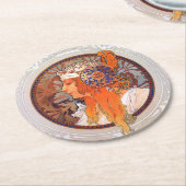 Dessous-de-verre Rond En Papier Alphonse Mucha (Incliné)