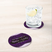 Dessous-de-verre Rond En Papier Améthyste Paule & Silver Géode Slice Monogramme (En situation)