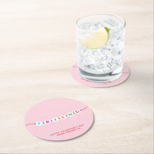 Dessous-de-verre Rond En Papier Ami mignon bracelet d'amitié rose Valentine