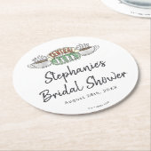 Dessous-de-verre Rond En Papier AMIS™ | Fête des mariées d'aquarelle Perk Central (Incliné)