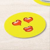 Dessous-de-verre Rond En Papier Amour Emoji (Incliné)