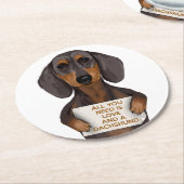 Dessous-de-verre Rond En Papier Amour et Dachshund (Incliné)
