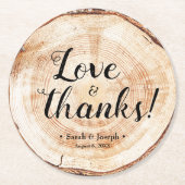 Dessous-de-verre Rond En Papier Amour et merci Mariage rustique unique faveurs (Devant)