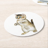 Dessous-de-verre Rond En Papier Amoureux des chats mignon Funny Kitten Aquarelle G (Incliné)