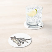 Dessous-de-verre Rond En Papier Amoureux des chats mignon Tabby Kitten Grey Tiger  (En situation)