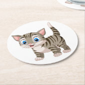 Dessous-de-verre Rond En Papier Amoureux des chats mignon Tabby Kitten Grey Tiger  (Incliné)