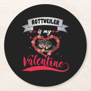 Dessous-de-verre Rond En Papier Amoureux des chiens   Rottweiler est ma Saint Vale