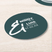 Dessous-de-verre Rond En Papier AMPERSAND GRAS Grunge Vert Blanc Mariage (Incliné)