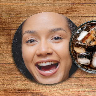Dessous-de-verre Rond En Papier Amusants Visage Complet Fermer Selfie Photo