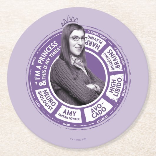 Dessous-de-verre Rond En Papier Amy Farrah Fowler - Graphique d'informations (Devant)