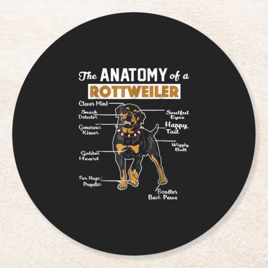 Dessous-de-verre Rond En Papier Anatomie d'un Rottweiler (Devant)