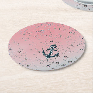 Dessous-de-verre Rond En Papier Ancre de descente nautique