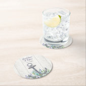 Dessous-de-verre Rond En Papier Ancre florale marine (En situation)