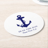 Dessous-de-verre Rond En Papier Ancre nautique (Incliné)