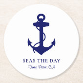 Dessous-de-verre Rond En Papier Ancre nautique (Devant)